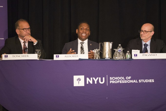 Steven Toscher (left ) of Hochman, Salkin, Rettig, Toscher  Perez; Gary Alford of the IRS Criminal Investigation; and Walter Pagano of EisnerAmper at the NYU Tax Controversy Forum