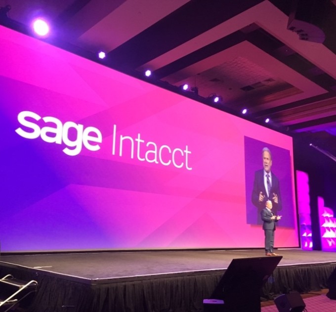 Rob Reid addresses attendees at Sage Intacct Advantage 2017.
