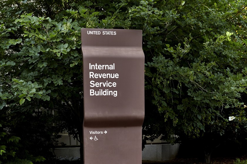 Sign in front of IRS building in Washington, D.C.