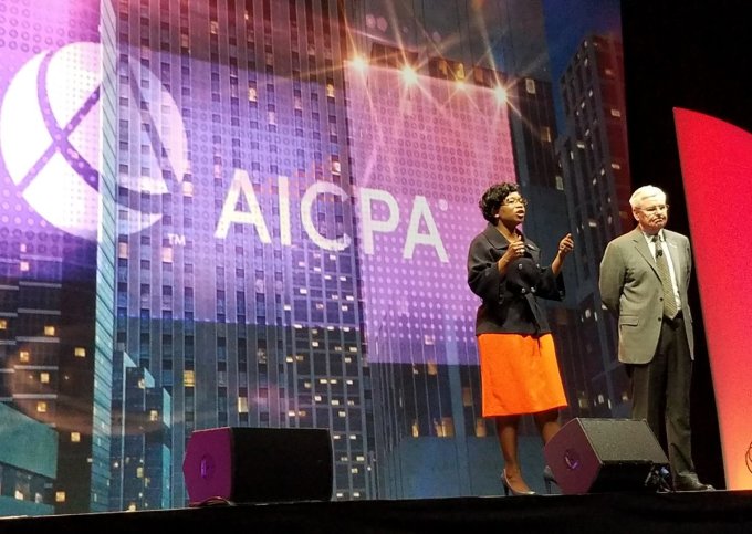 AICPA chairman Kimberly Ellison-Taylor and president and CEO Barry Melancon at Engage 2017
