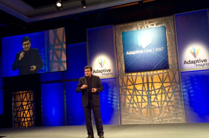 Adaptive Insights chief product officer Bhaskar Himatsingka speaks from the mains stage at Adaptive Live 2017.