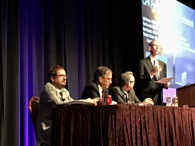 The retirement panel at Engage 2018 (from left): Ted Sarenski, Thomas Trainor, Scott Sprinkle and Lyle Benson.