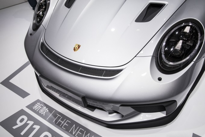 The Porsche AG 911 GT3 RS sports vehicle on display at the Beijing International Automotive Exhibition