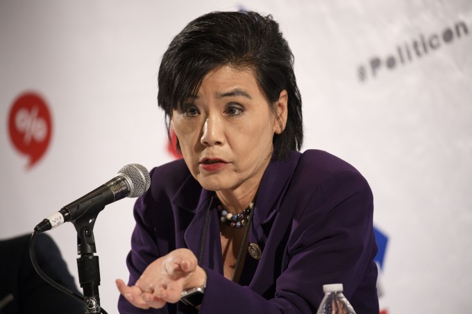 Rep. Judy Chu, a Democrat from California, speaks during the Politicon convention inside the Pasadena Convention Center.