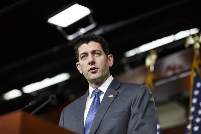 House Speaker Paul Ryan, a Republican from Wisconsin, speaks during a news conference on Capitol Hill.